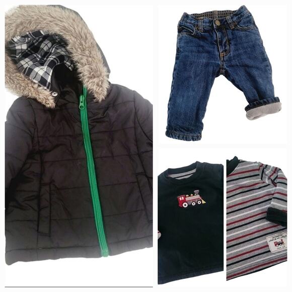 6-12M winter bundle Janie and Jack and Old Navy fleece lined denim - Picture 1 of 12